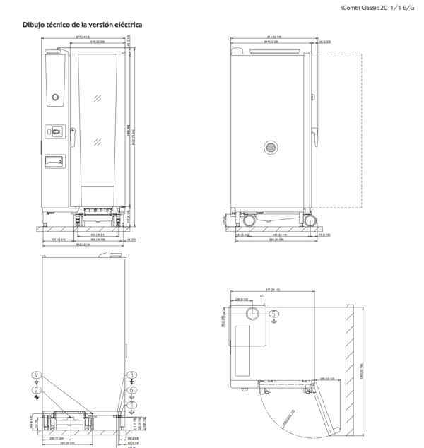 dibujo Horno iCombi Classic Eléctrico CF2ERRA.0001357
