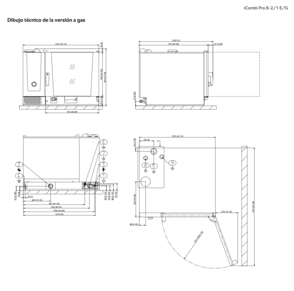 dibujo 6-2:1 Horno iCombi Pro Gas LP CC1GRRA.0001373